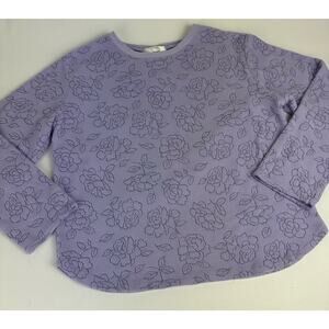 VTG Oscar de la Renta Sweater Size Small Women's Purple Floral Fleece Oversized